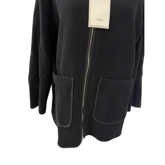 Toteme Felted Wool Zip Up Jacket Black 38 Medium Black - Picture 7 of 8